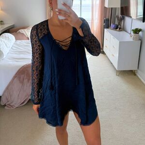 Lace Long Sleeve Mini Dress